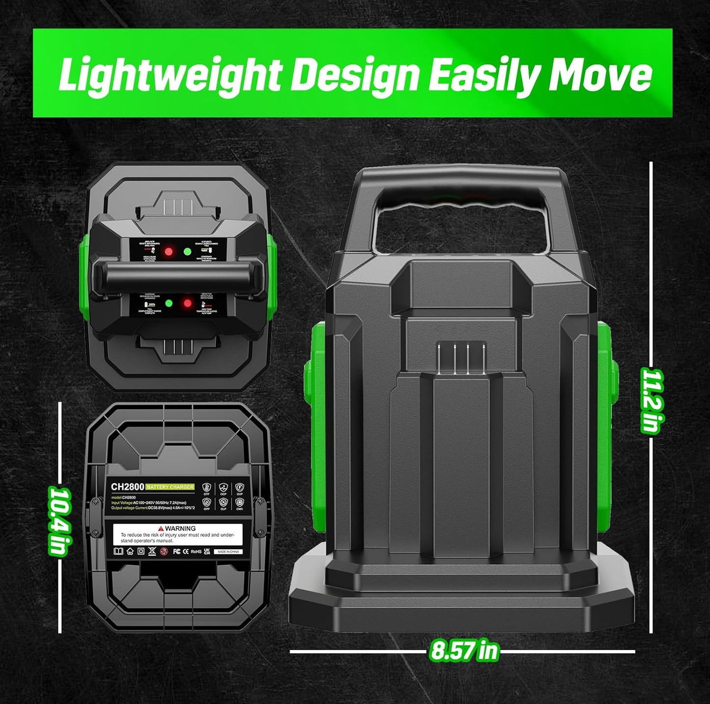 Dual Replacement Charger for EGO 56V Battery Charger CH2800 - Compatible with EGO 56V Batttery BA1400T BA2242T BA2800T BA3360T - for EGO Power+ CH3200 CH5500 CH2800D Dual 2 Port
