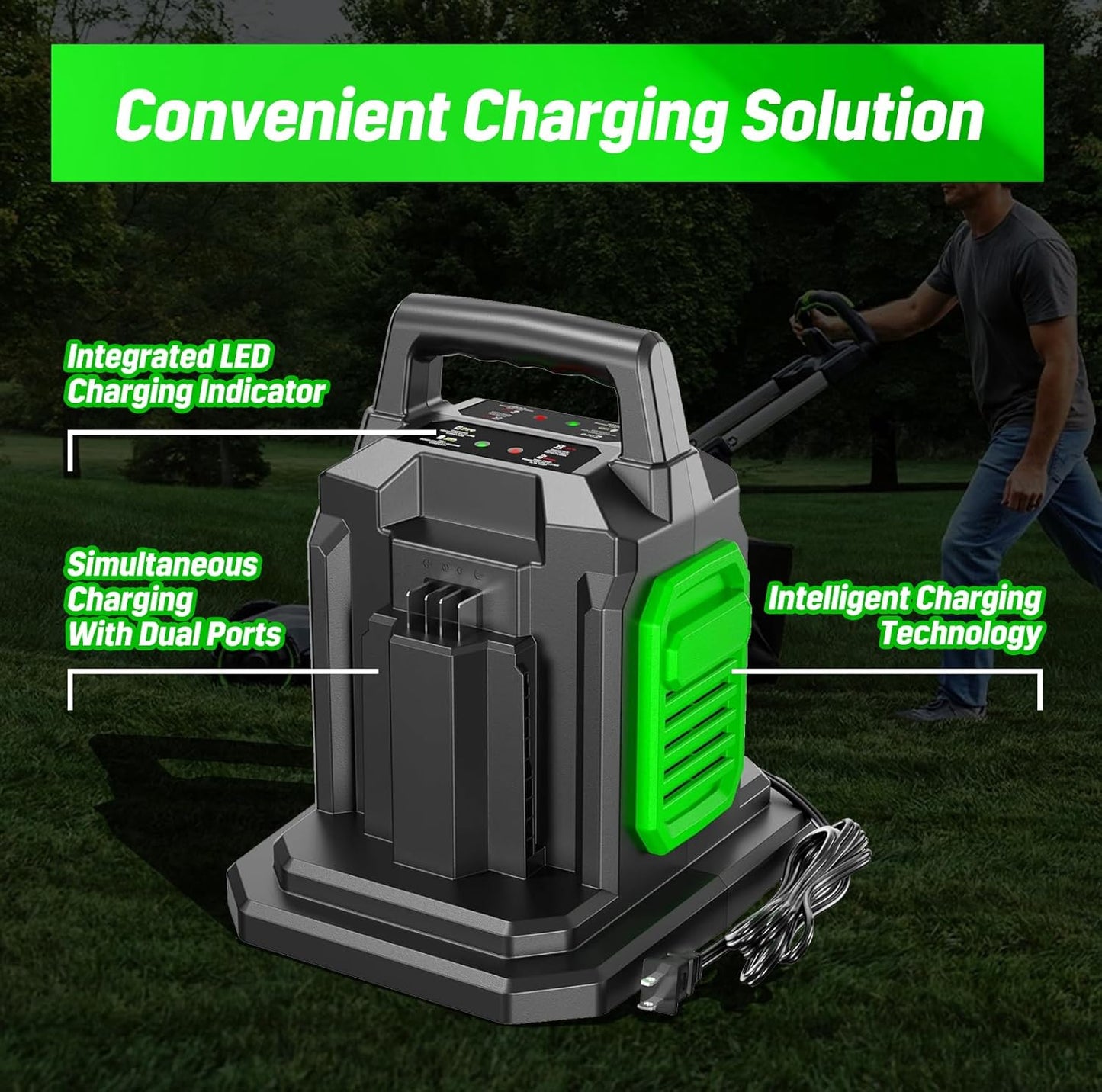 Dual Replacement Charger for EGO 56V Battery Charger CH2800 - Compatible with EGO 56V Batttery BA1400T BA2242T BA2800T BA3360T - for EGO Power+ CH3200 CH5500 CH2800D Dual 2 Port