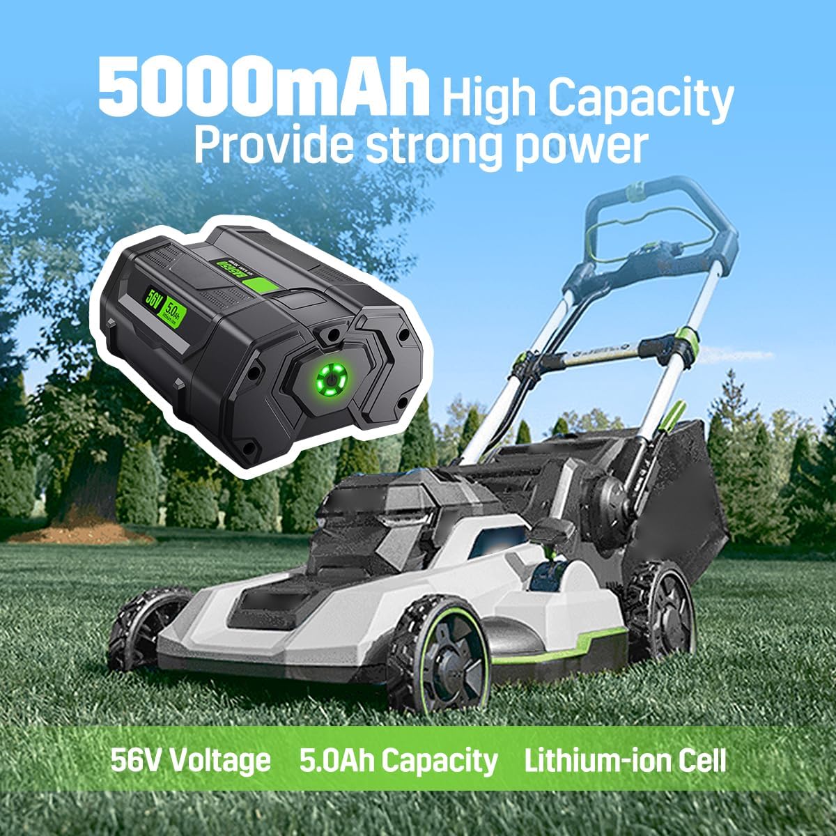 Replacement for 56V EGO Battery 5.0Ah,Compatible with 5000mAh Lithium Battery Model BA1400 BA1400T BA2800 BA2800T BA5600T BA4200T BA4200 BA1400 Compatible with EGO 56V Power Tools