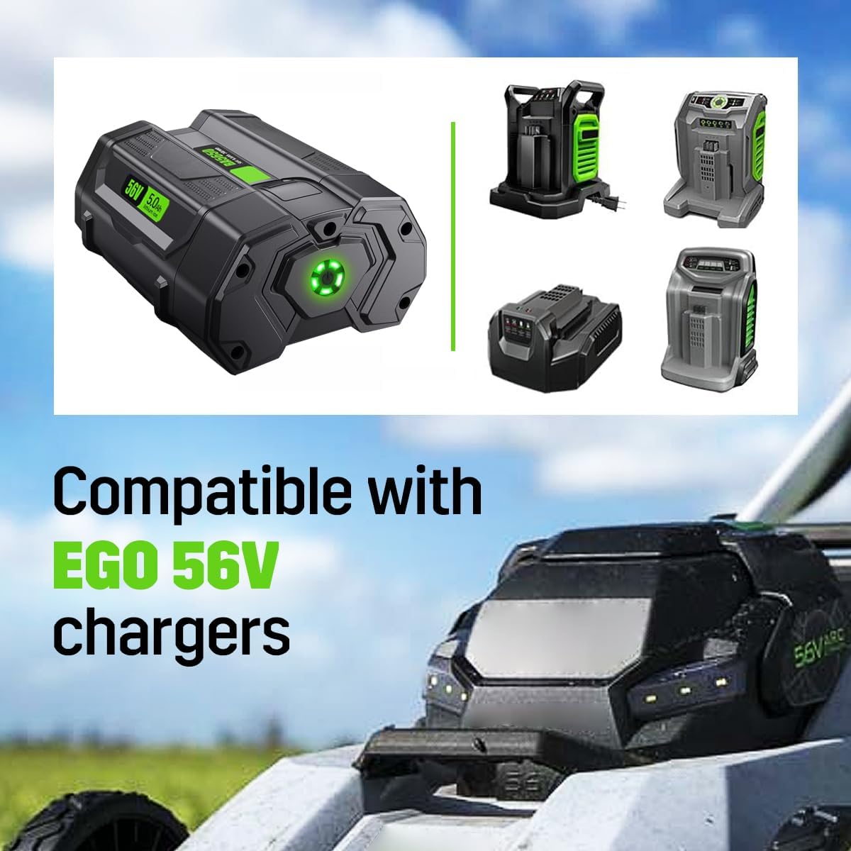 Replacement for 56V EGO Battery 5.0Ah,Compatible with 5000mAh Lithium Battery Model BA1400 BA1400T BA2800 BA2800T BA5600T BA4200T BA4200 BA1400 Compatible with EGO 56V Power Tools